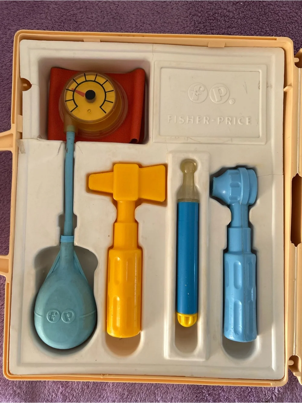 Vintage 1977 Fisher-Price Toys Doctor Nurse Medical Kit Bag Case 936 Made In USA